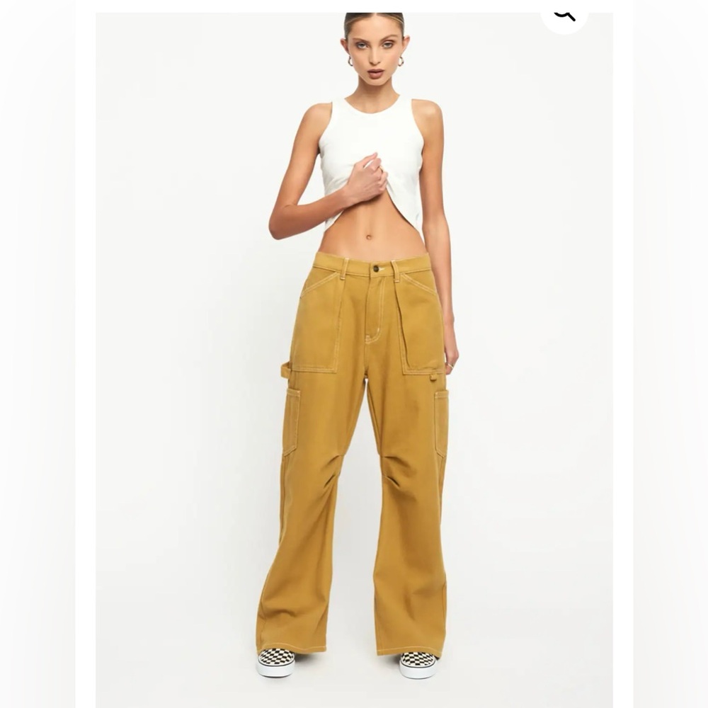 Lioness Women’s Mustard Miami Vice Denim Cargo Pants. Size XXS. SKU 530